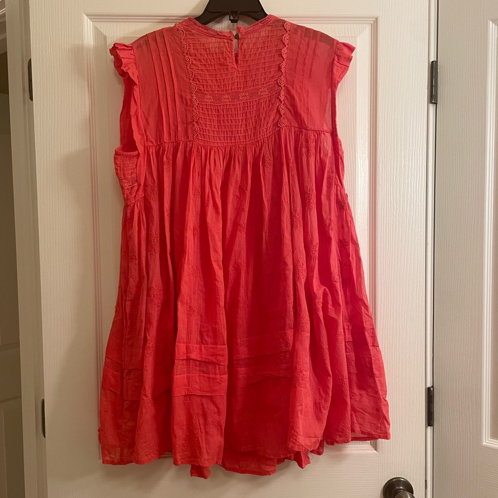 FREE PEOPLE Nobody Like You Embroidered Mini Dress in Coral - Picture 13 of 14